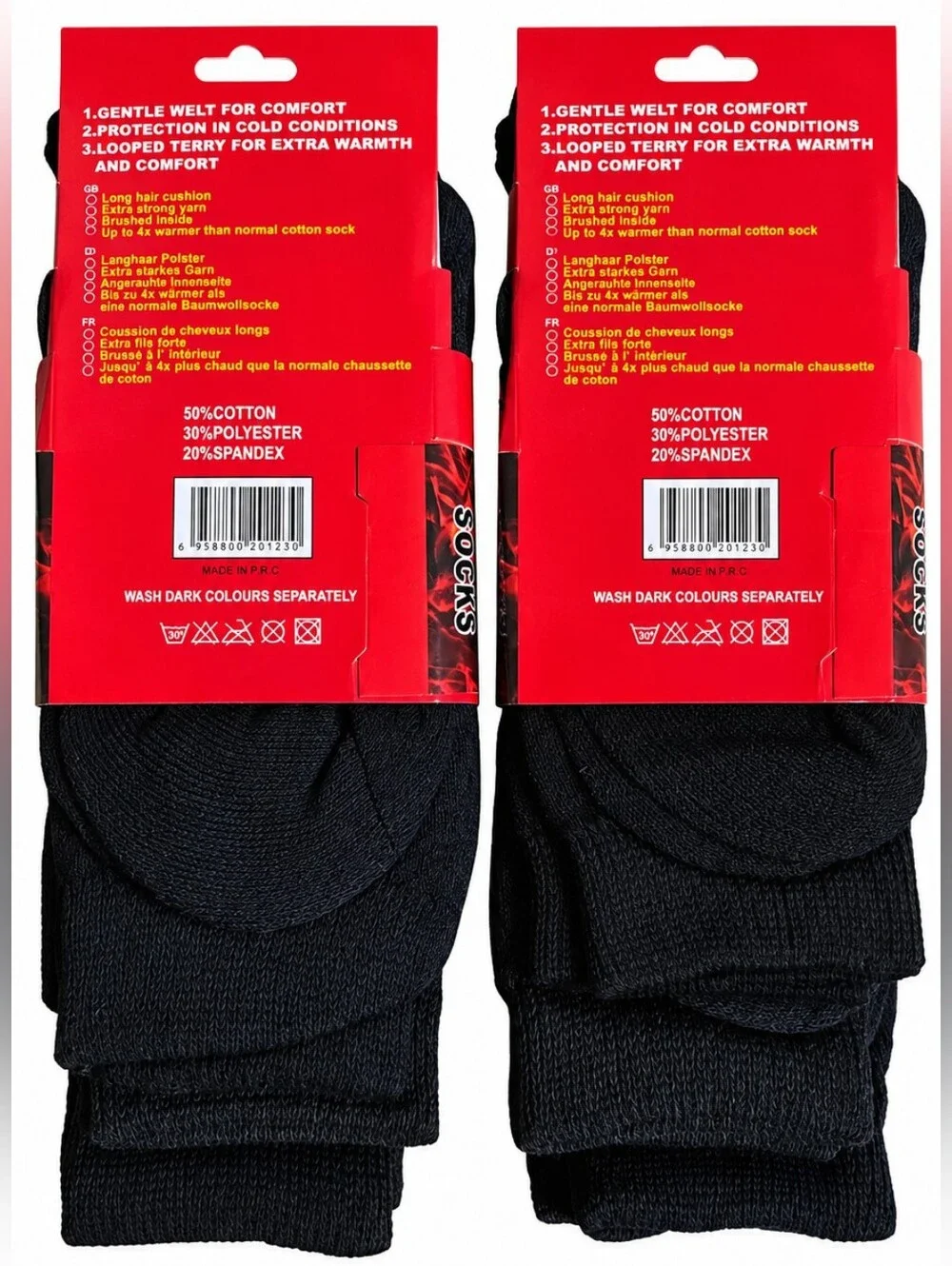 6 Pairs Men’s Winter Thermal Socks Heavy Warm Cold Weather Crew Socks Size 10-13